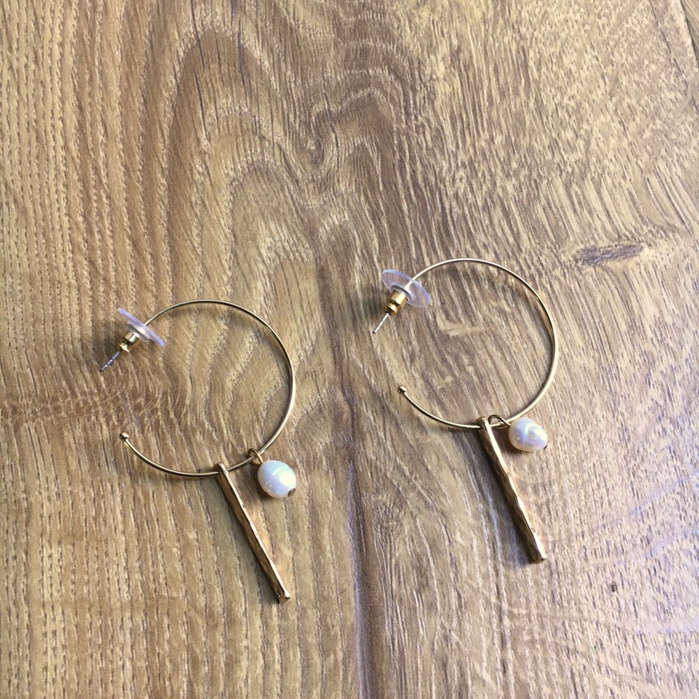Gold Beaded Hoops